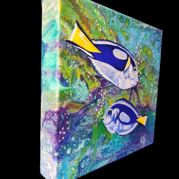 Original Acrylic Painting Collectible Artist Signed CASSANDRA ~ Gone Swimming - Picture 3 of 3